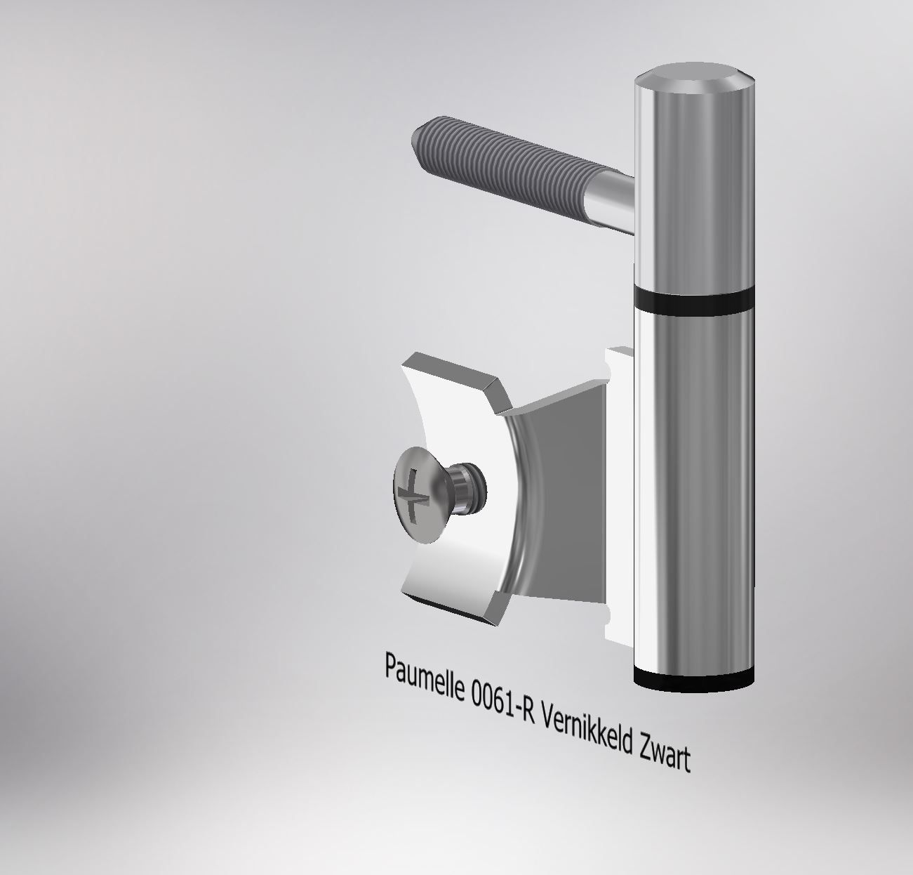 Paumelle 0061-R Compleet, M7, Vernikkeld, Ring+Dop Zwart