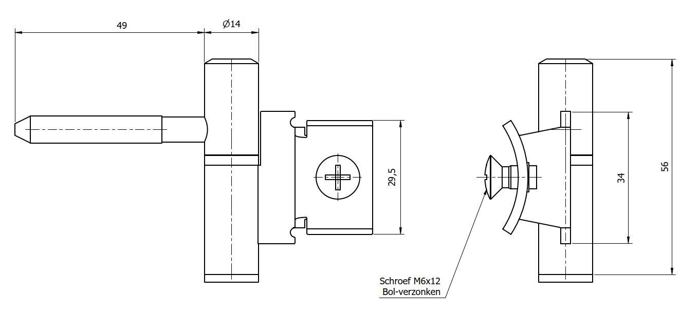 Paumelle 0061-2L Compleet, M7, Ring+Dop Zwart, Satin-Chroom