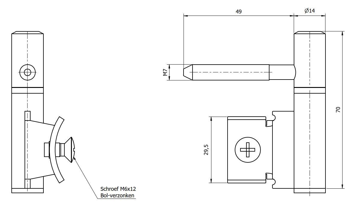 Paumelle 0061-R Compleet, M7, Ring+Dop Zwart, Satin-Chroom