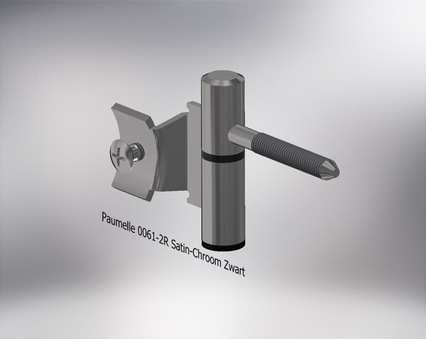 Paumelle 0061-2R Compleet, M7, Ring+Dop Zwart, Satin Chroom