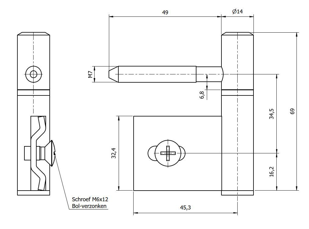 Paumelle 0063-R Compleet, M7, Vernikkeld, Ring+Dop Wit