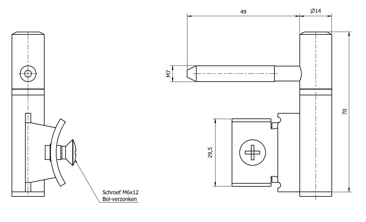 Paumelle 0061-R Compleet, M7, Vernikkeld, Ring+Dop Wit