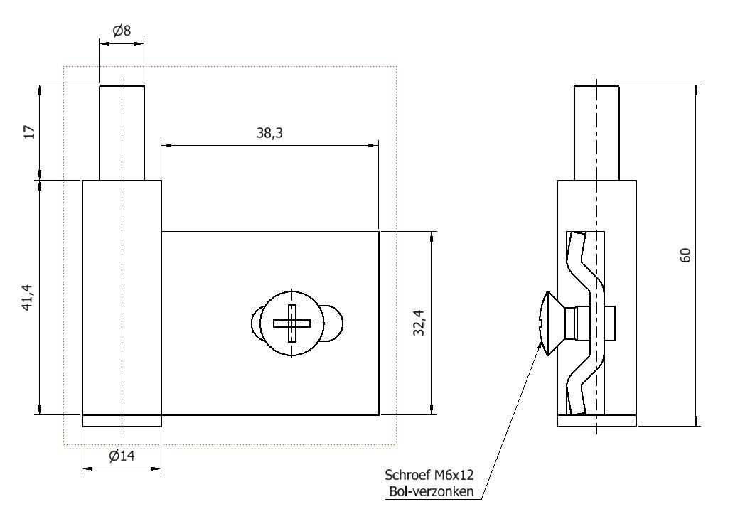 Paumelle 0063-L Kozijn-Org, Vernikkeld, Dop Zwart