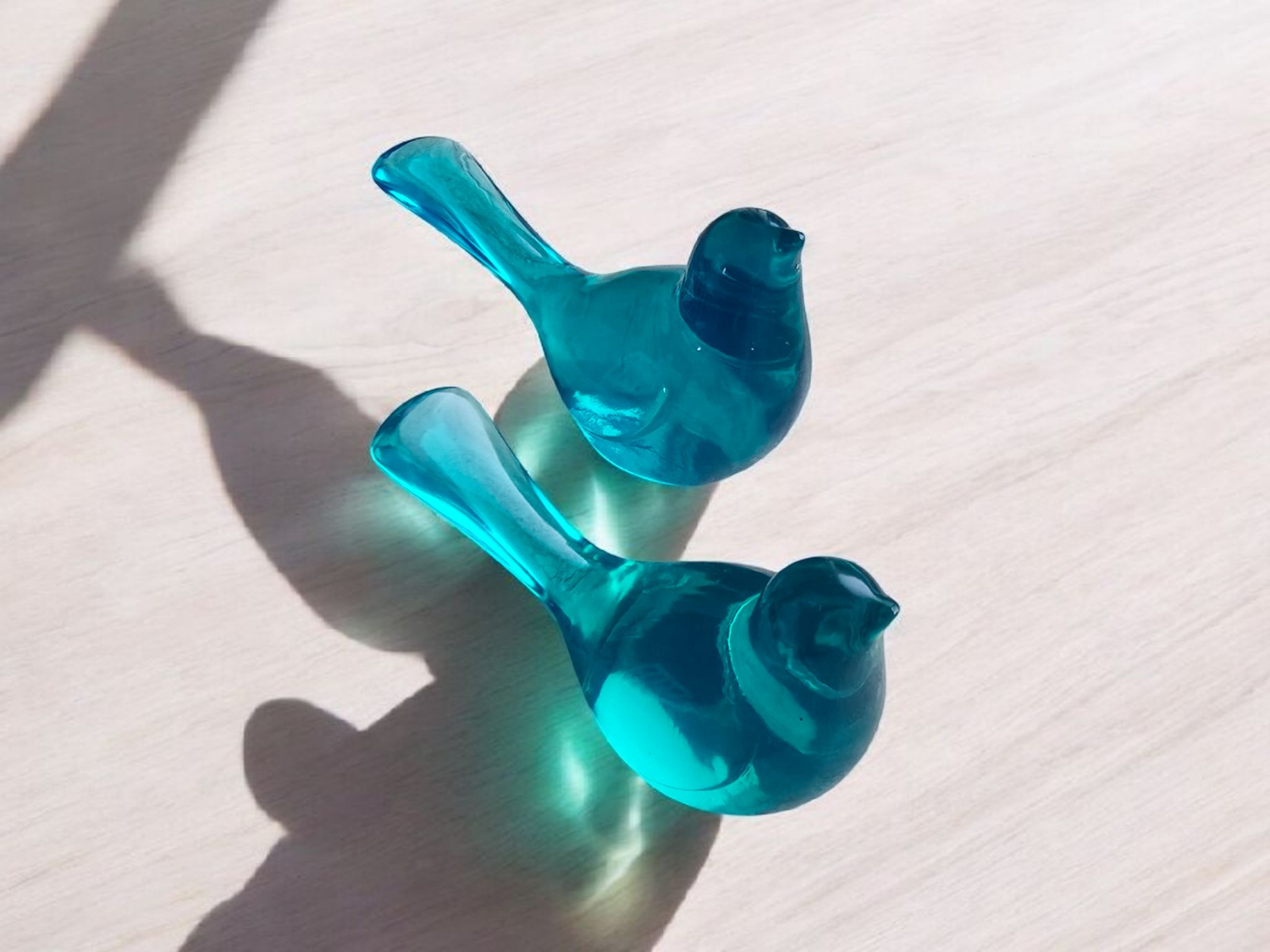 Vogel, 9 cm, op rvs-steker, Kleur: Licht-blauw