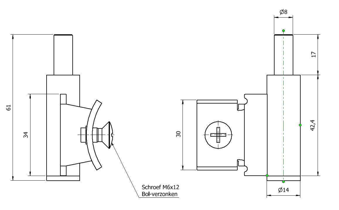Paumelle 0061-R Kozijn-Org, Vernikkeld, Dop Wit