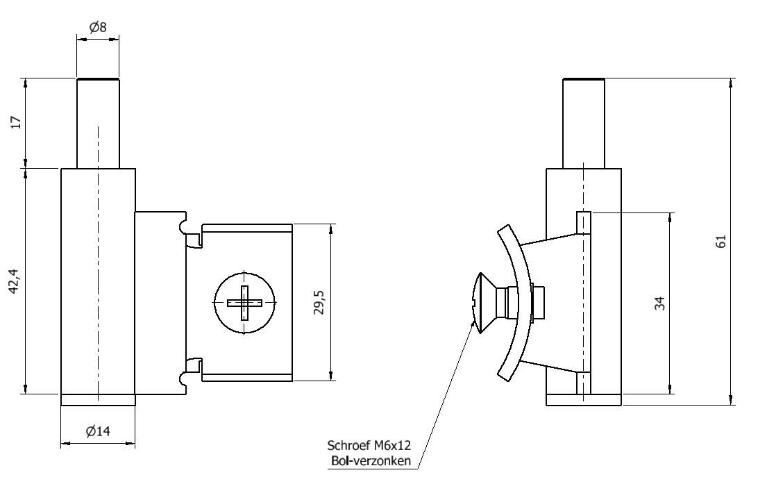 Paumelle 0061-L Kozijn-Org, Vernikkeld, Dop Wit