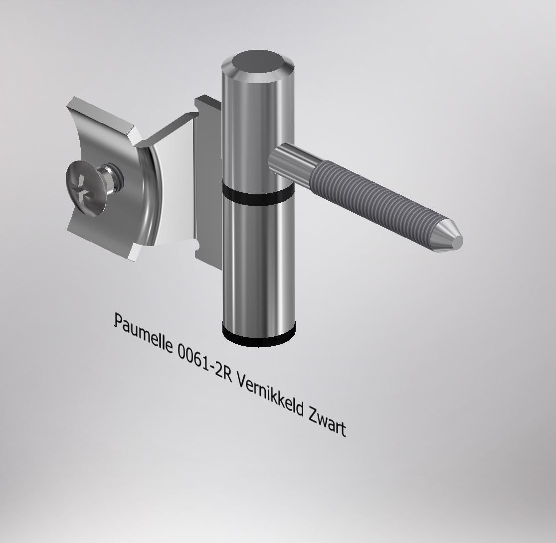 Paumelle 0061-2R Compleet, M7, Ring+Dop Zwart, Vernikkeld