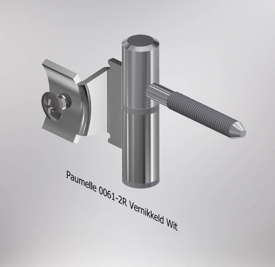 Paumelle 0061-2R Compleet, M7, Ring+Dop Wit, Vernikkeld
