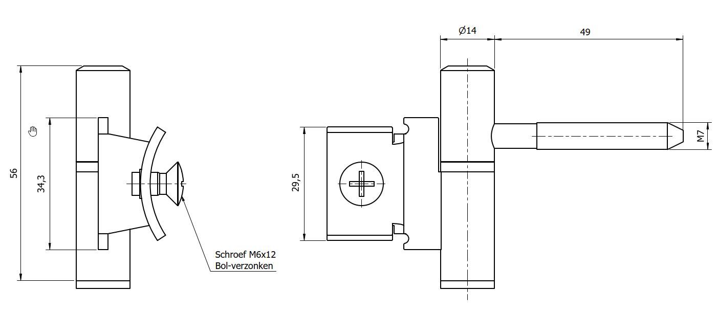 Paumelle 0061-2R Compleet, M7, Ring+Dop Wit, Vernikkeld
