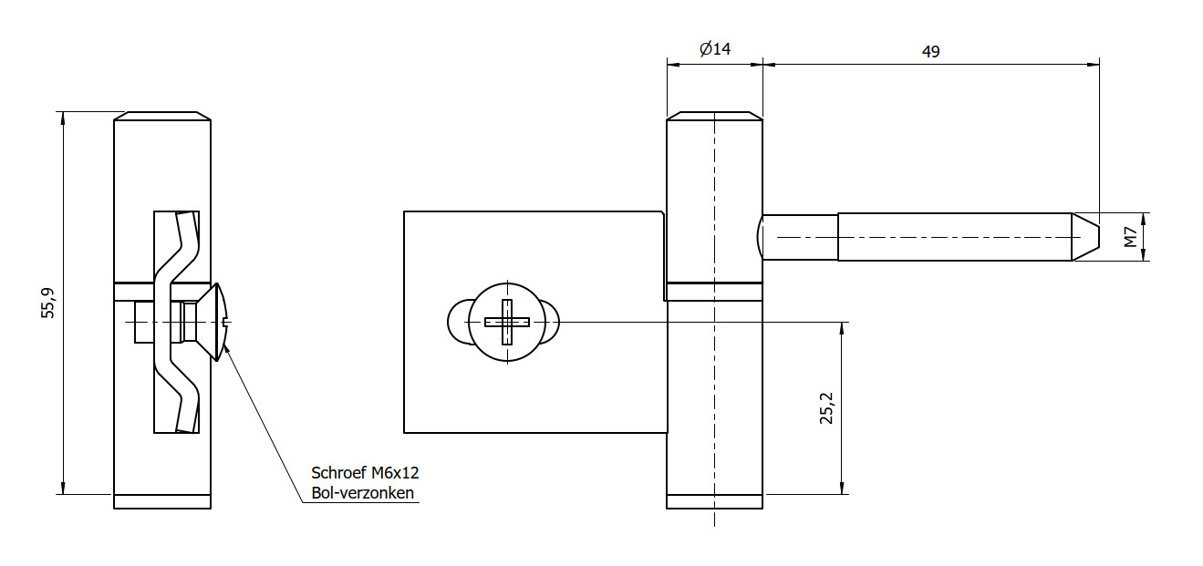Paumelle 0063-2R Compleet, M7, Ring+Dop Zwart, Vernikkeld