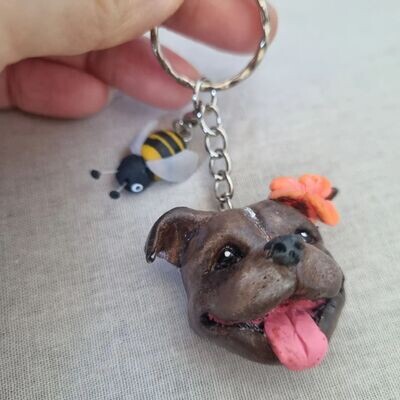 NEW!!  Pet Keychain - Personalised Pet Face Close up