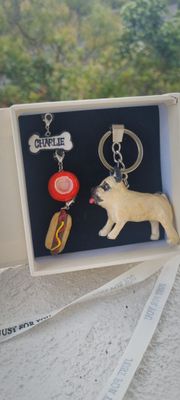 Complete gift. box personalised pet keychains, pet figure, pet figurine, AI trend, custom made, charms, original design  