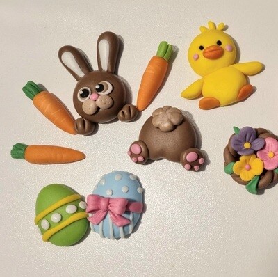 Fondant Easter Cake toppers Set of 12