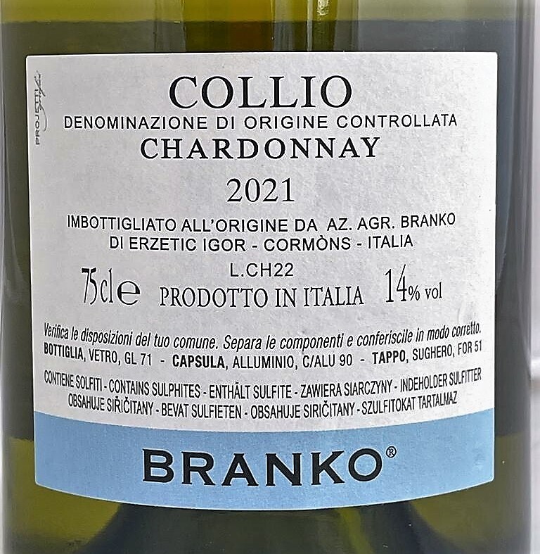 Branko Chardonnay Vino Bianco DOC 2021