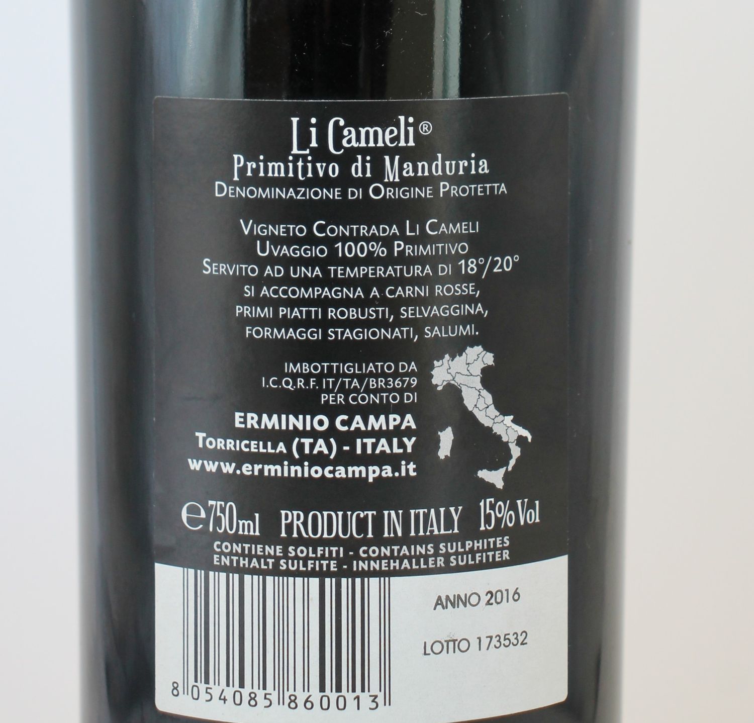 Primitivo di Manduria "Li Cameli" DOP 2016