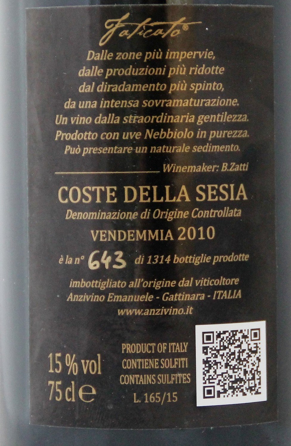 Faticato Coste della Sesia Nebbiolo DOC 2010