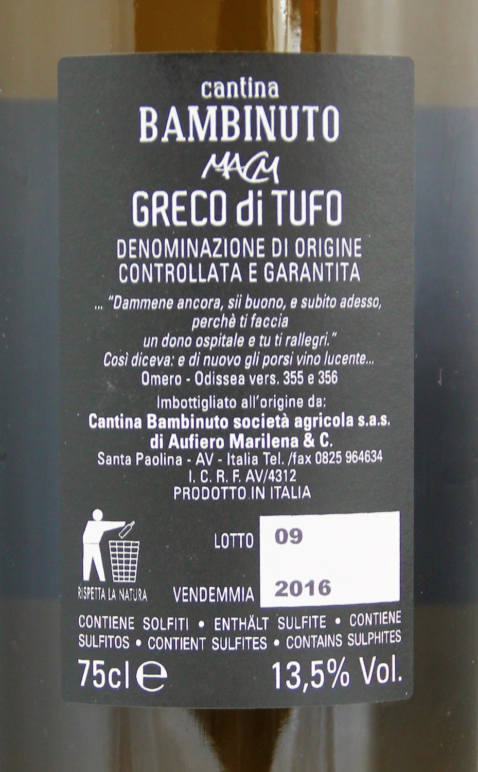 GRECO di Tufo Bambinuto DOCG 2016 Weißwein