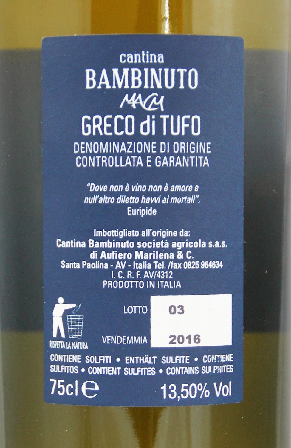 GRECO di Tufo Picoli Bambinuto DOCG 2016 Weißwein