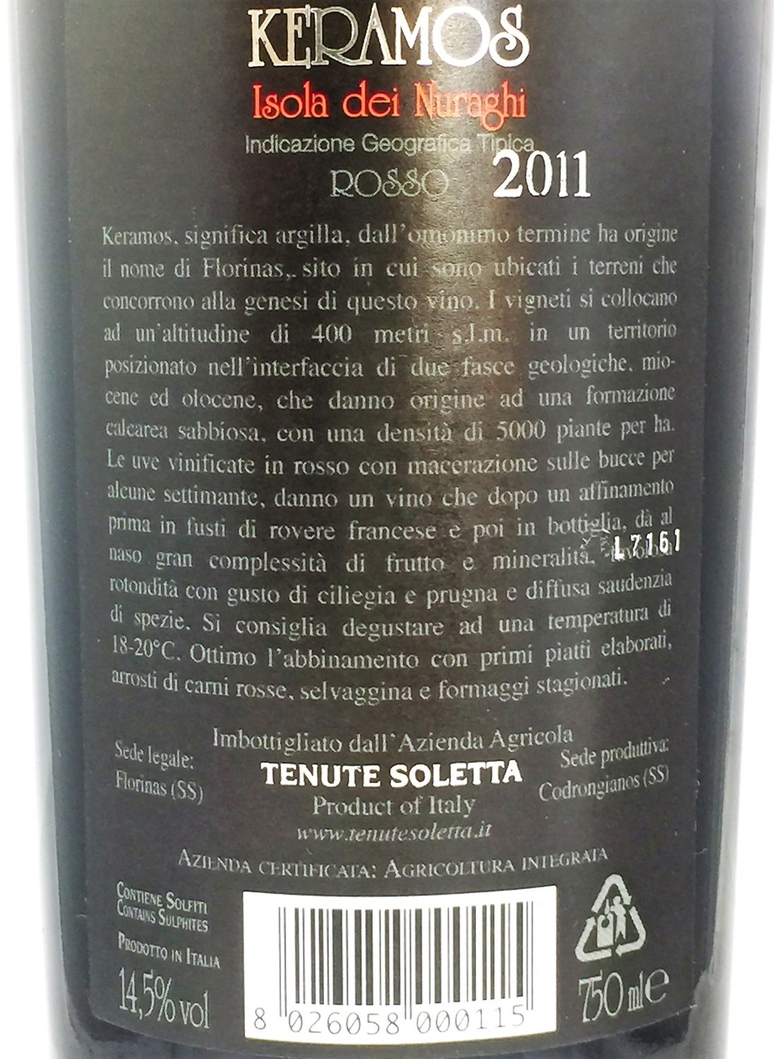 KERAMOS IGT Isola dei Nuraghi 2015 Rotwein