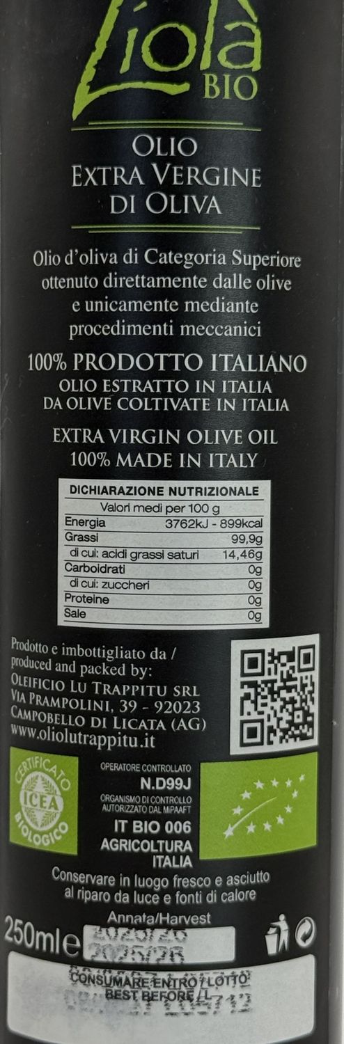 LIOLA Natives Olivenöl BIO - 250 ml.