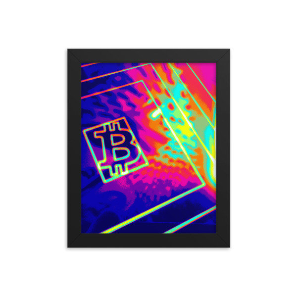 BITCOIN in SPLASHING COLOR - (FRAMED POSTER), Size: 8×10