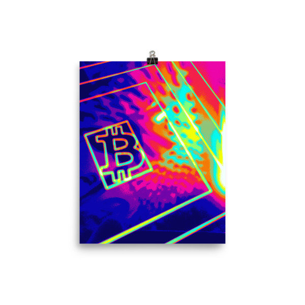 BITCOIN in SPLASHING COLOR - (POSTER), Size: 8×10