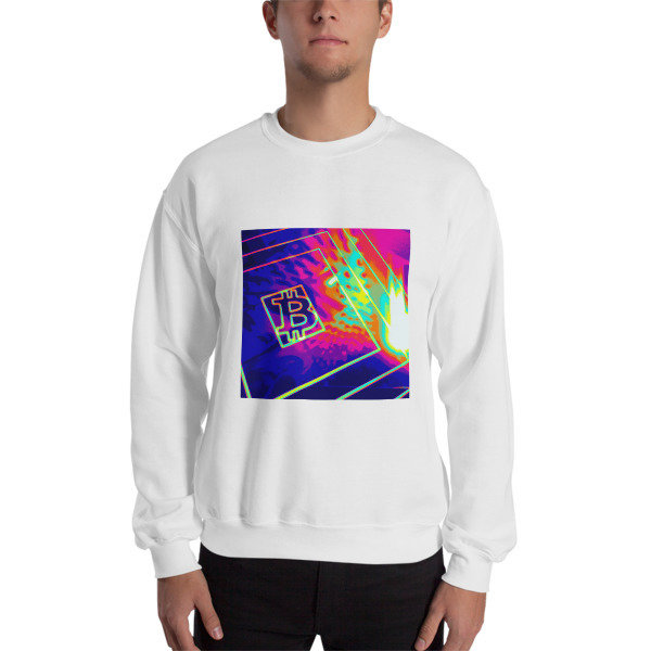 BITCOIN in SPLASHING COLOR - (SWEATSHIRT), Color: White, Size: S