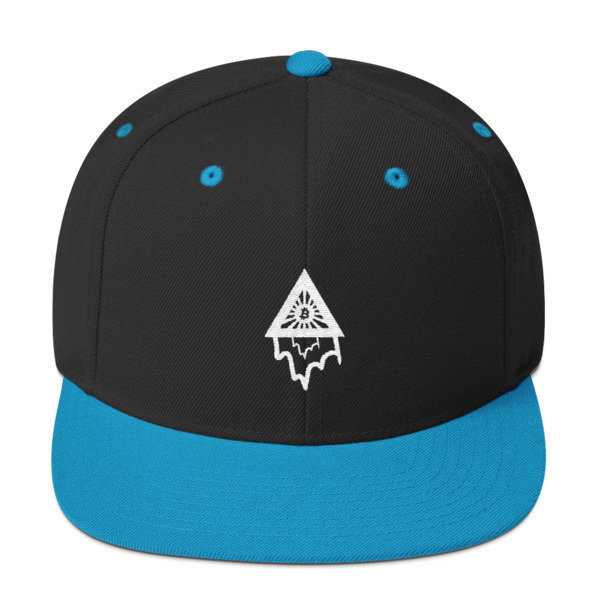 BITCOIN in the DRIPPING TRIANGLE - (SNAPBACK HAT), Color: Black/ Teal