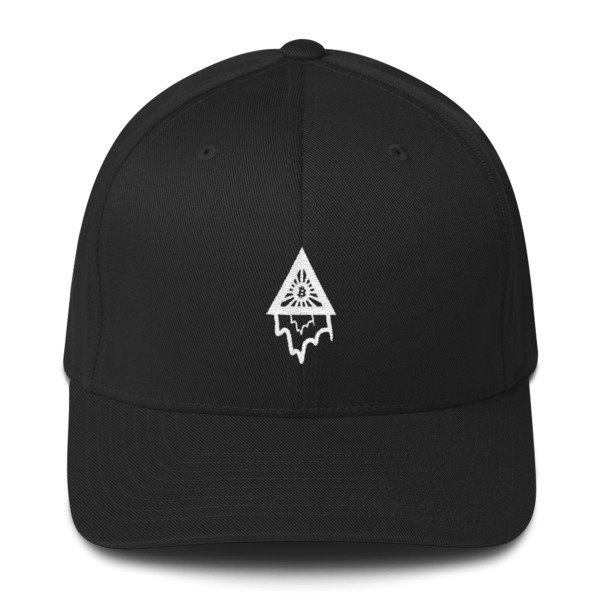 BITCOIN in the DRIPPING TRIANGLE - (FLEXFIT CAP), Color: Black, Size: S/M
