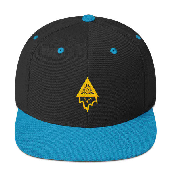 BITCOIN in the DRIPPING TRIANGLE - (SNAPBACK HAT), Color: Black/ Teal