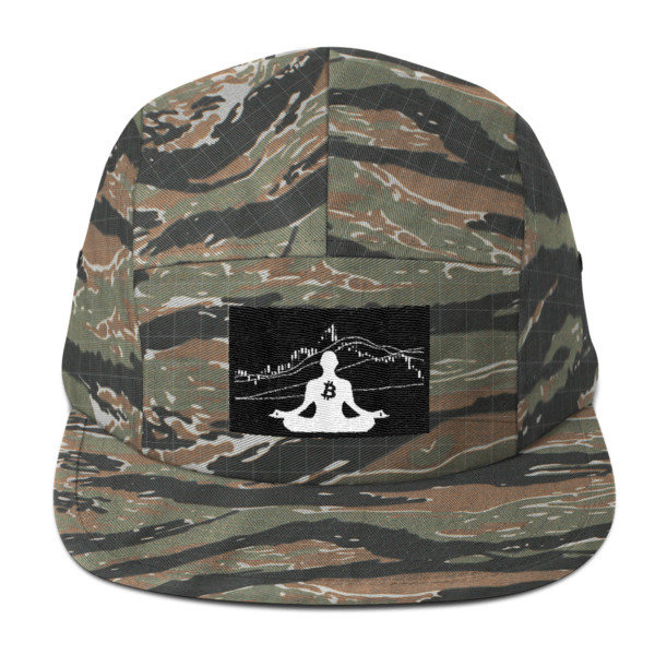 BITCOIN in the FLOW - (FIVE PANEL CAP), Color: Green Tiger Camo