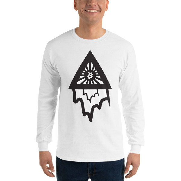 BITCOIN in the DRIPPING TRIANGLE - (LONG SLEEVE SHIRT), Color: White, Size: S