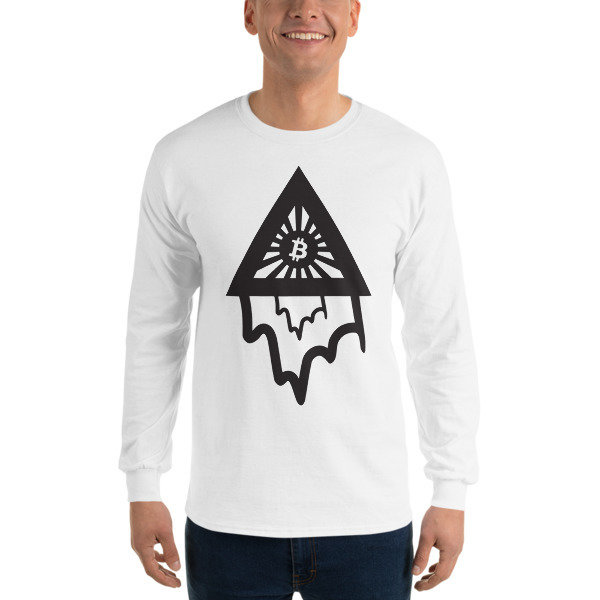 BITCOIN in the DRIPPING TRIANGLE - (LONG SLEEVE SHIRT), Color: White, Size: S