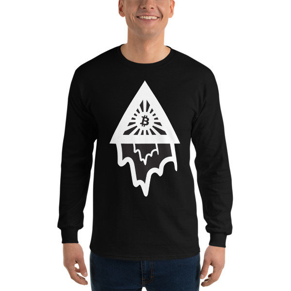 BITCOIN in the DRIPPING TRIANGLE - (LONG SLEEVE SHIRT), Color: Black, Size: S