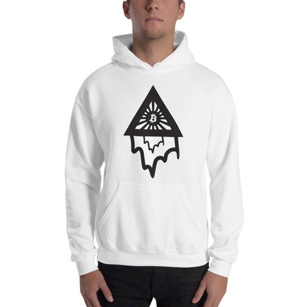 BITCOIN in the DRIPPING TRIANGLE - (HOODIE), Color: White, Size: S