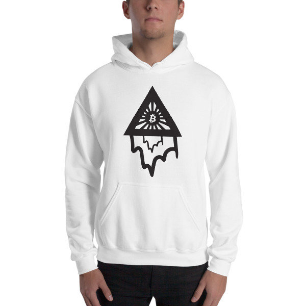 BITCOIN in the DRIPPING TRIANGLE - (HOODIE), Color: White, Size: S