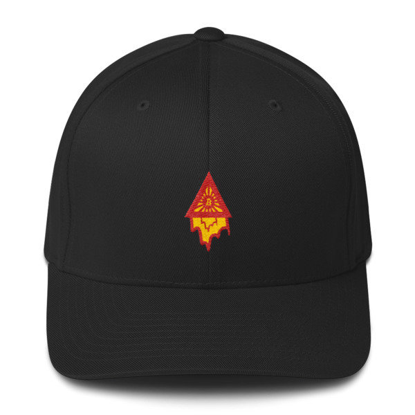 BITCOIN in the DRIPPING TRIANGLE - (FLEXFIT CAP), Color: Black, Size: S/M