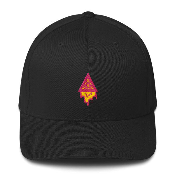 BITCOIN in the DRIPPING TRIANGLE - (FLEXFIT CAP), Color: Black, Size: S/M