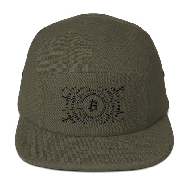 BITCOIN at HYPER SPEED - (FIVE PANEL CAP), Color: Olive