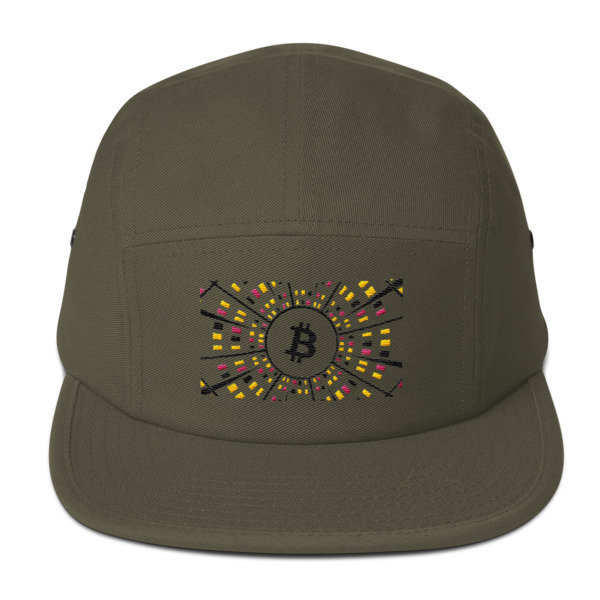 BITCOIN at HYPER SPEED - (FIVE PANEL CAP), Color: Olive