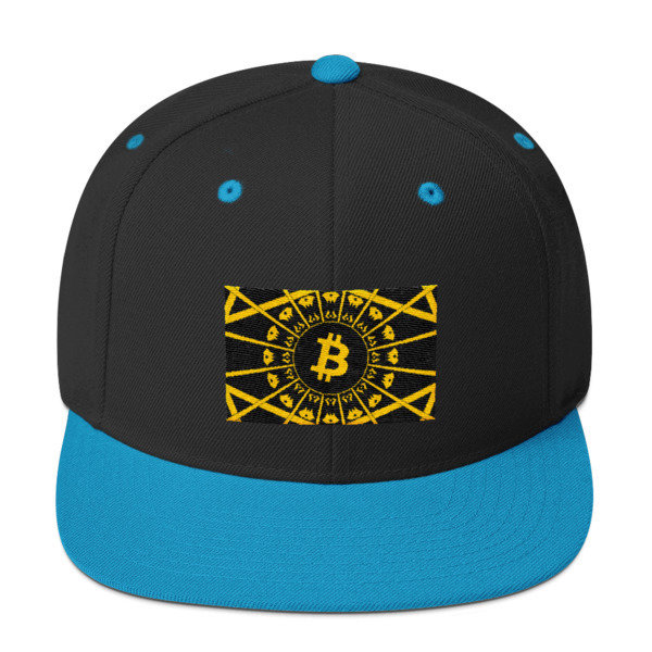 BITCOIN in the GLOW - (SNAPBACK HAT), Color: Black/ Teal