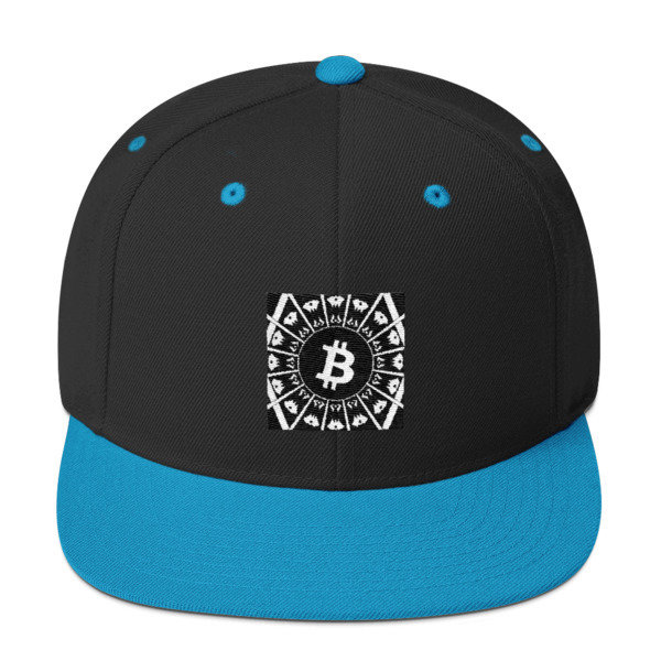 BITCOIN in the GLOW - (SNAPBACK HAT), Color: Black/ Teal