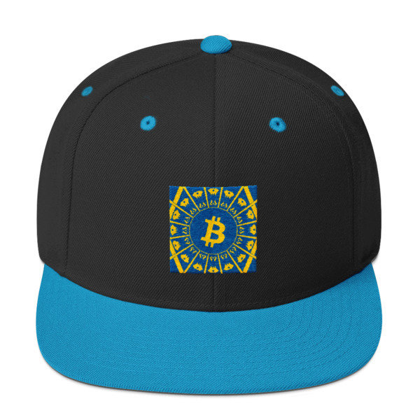 BITCOIN in the GLOW - (SNAPBACK HAT), Color: Black/ Teal