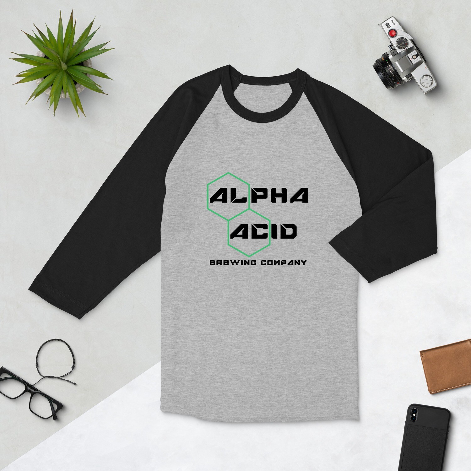 Alpha Acid Logo 3/4 sleeve raglan shirt