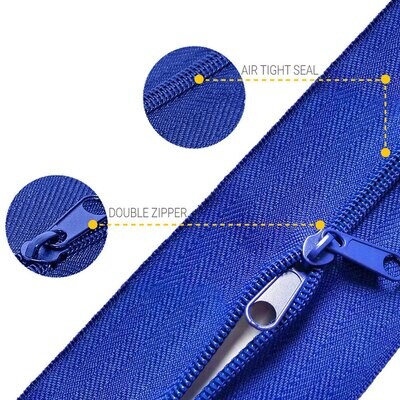 Zip-Up Cloth Peel and Stick Zipper, Blue, 2 Pack