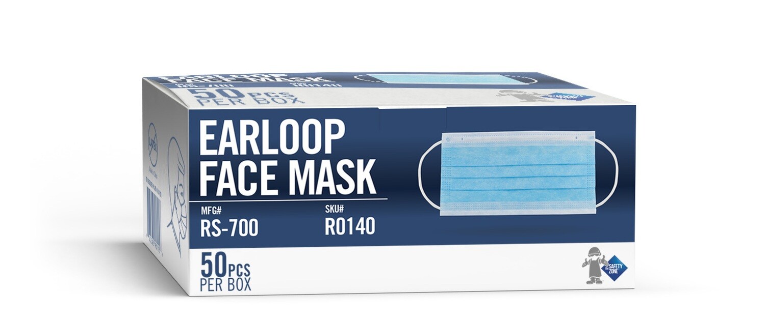 Disposable Ear-Loop 3-Ply Facemasks, 50 piece
