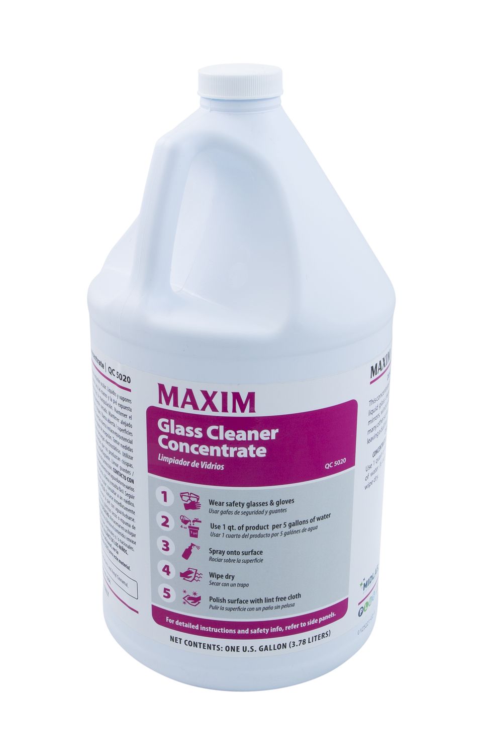 MAXIM Glass Cleaner Concentrate (Gallon) by MidLab | Multi-Surface Cleaner