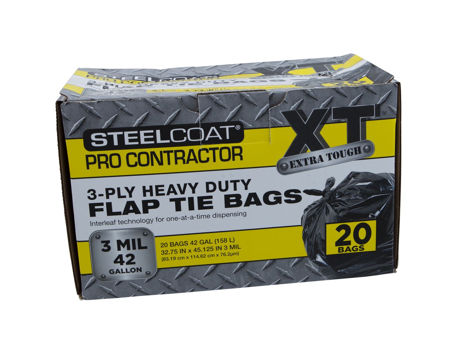 3 Mil Black Flap Tie Contractor Bags 42gl | 20-Count