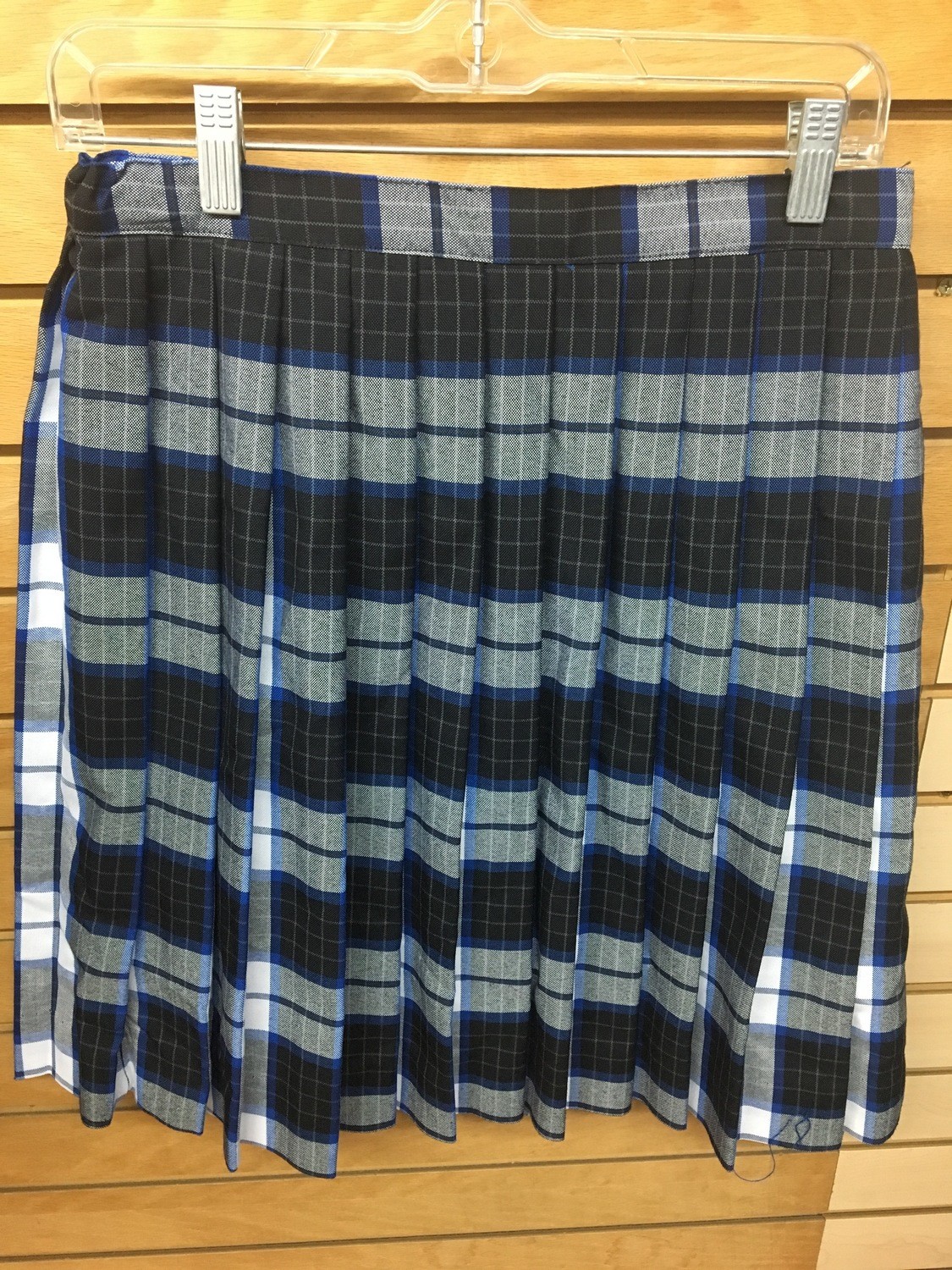Blue/Grey Plaid Pleated Skirt
