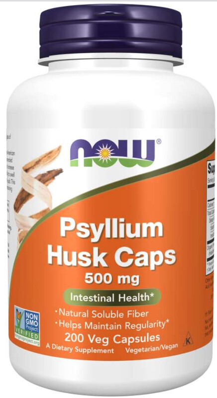 NOW Psyllium Husk 500 mg 200 Veg Capsules